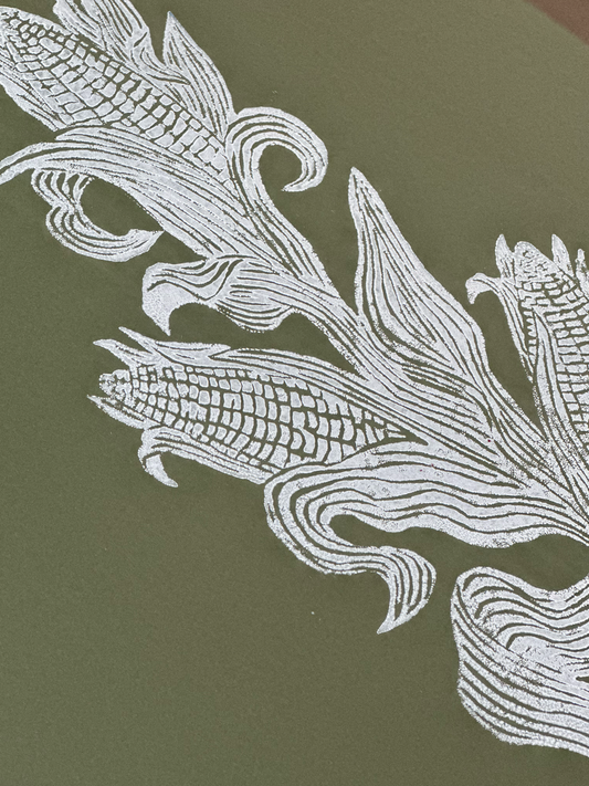 Corn Art Print – White on Sage